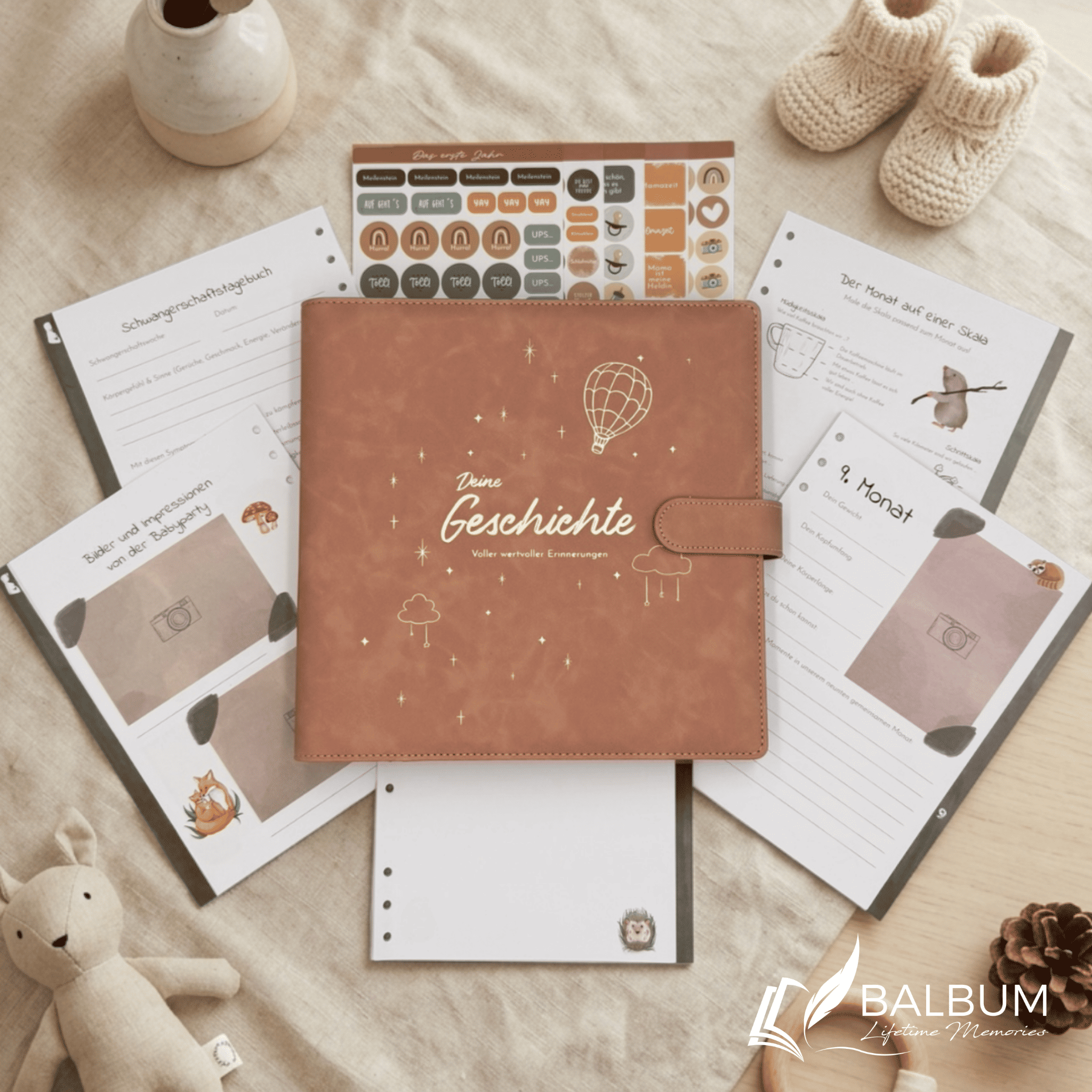 Babyalbum Bundle – Schwangerschaft & erstes Jahr – Wald | Einband Altrosa