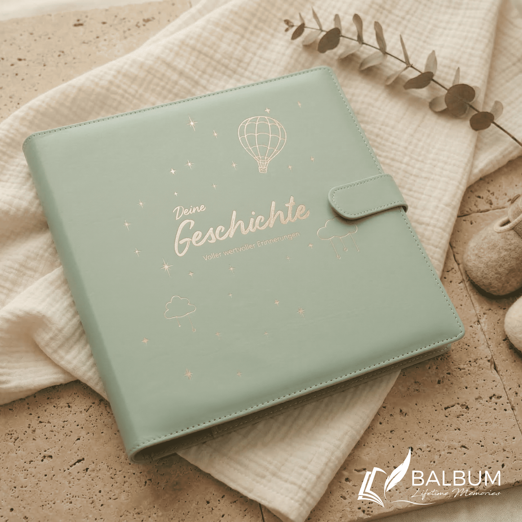 Ringbinder Salbeigrün - Leinen inkl. Geschenkbox