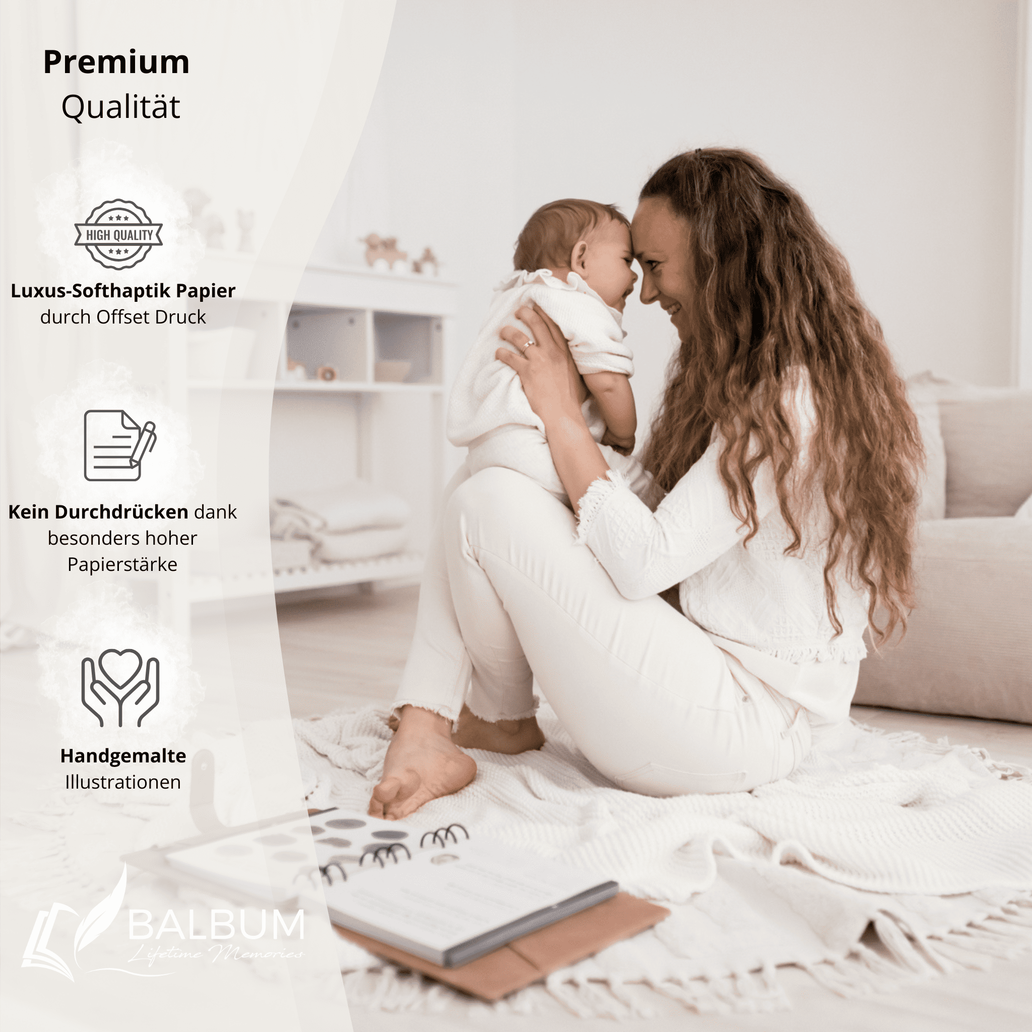 Babyalbum Bundle – Schwangerschaft & erstes Jahr – Wald | Einband Altrosa