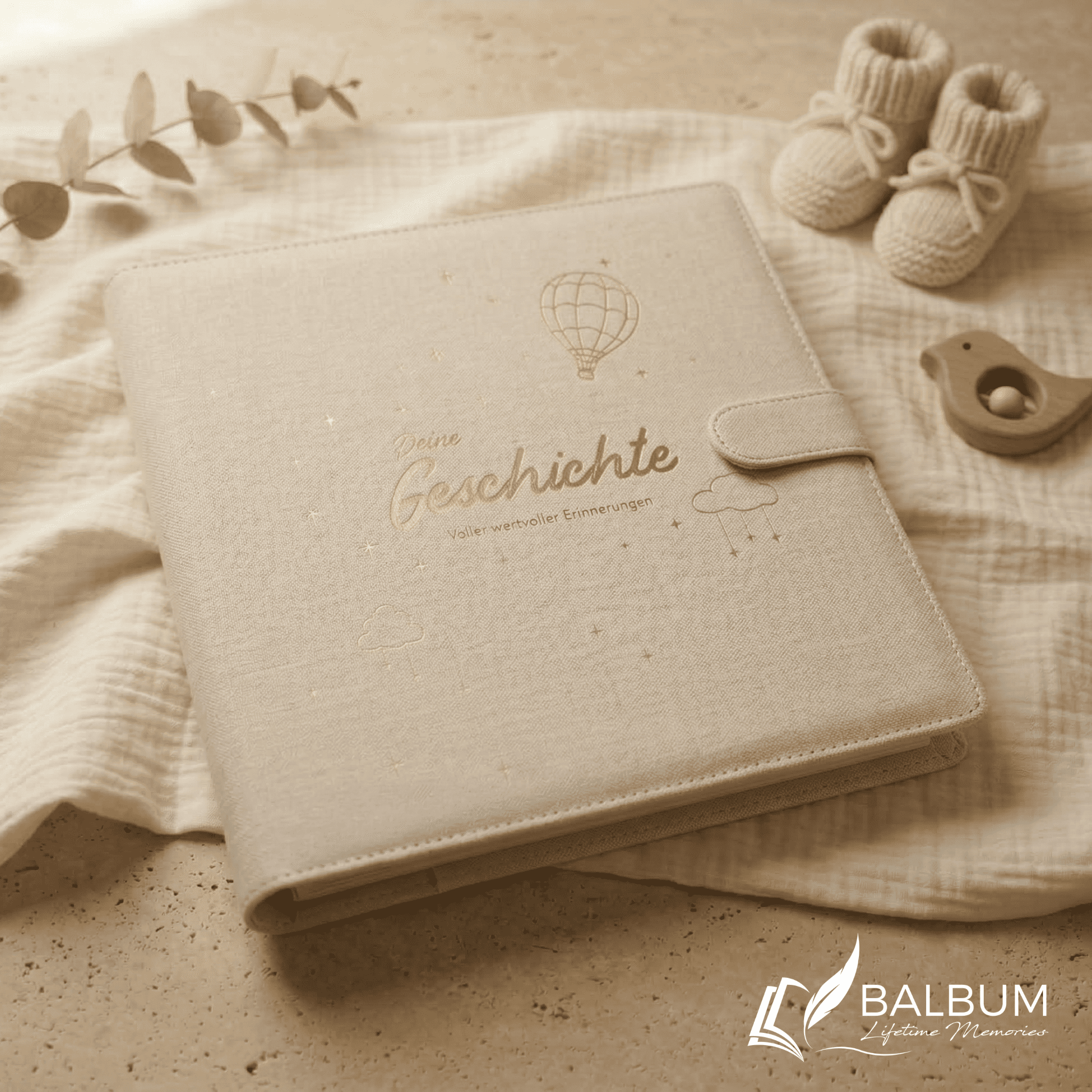 Ringbinder Beige - Leinen inkl. Geschenkbox