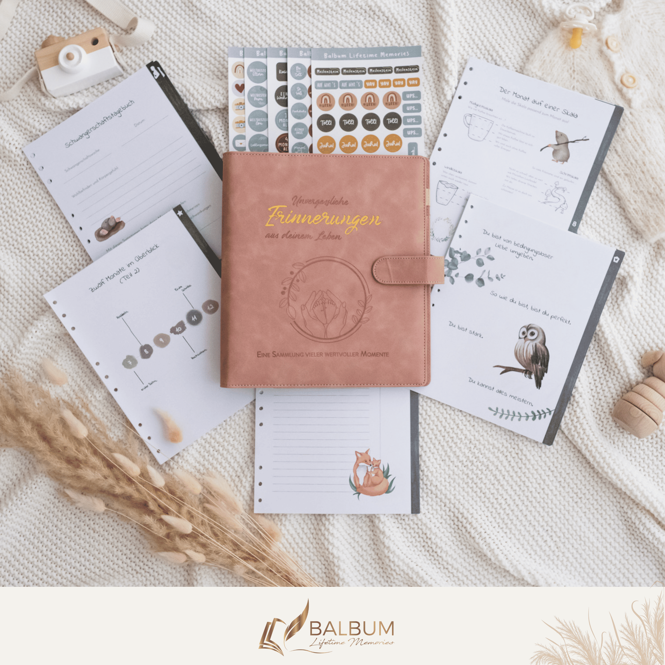 Babyalbum Bundle – Schwangerschaft & erstes Jahr – Wald | Einband Altrosa