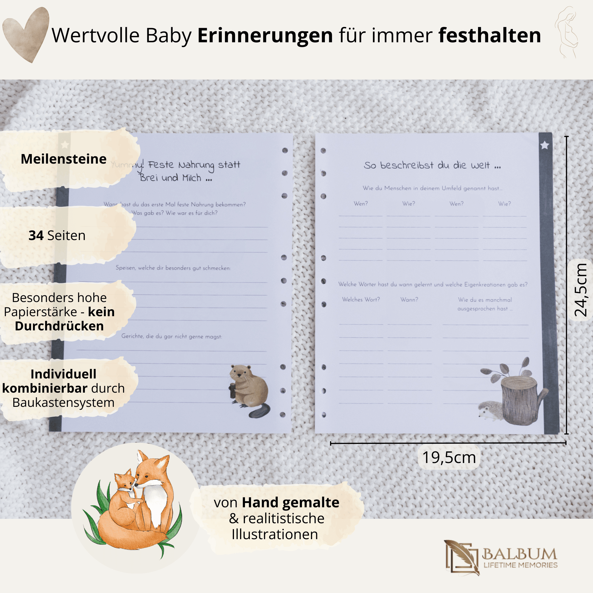 Meilensteine mit 34 Seiten (Wald)