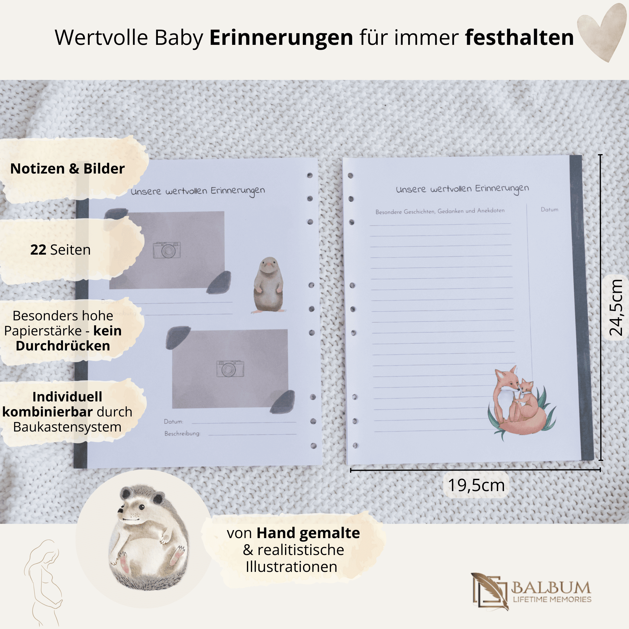 Notizen und Bilder mit 22 Seiten (Wald)