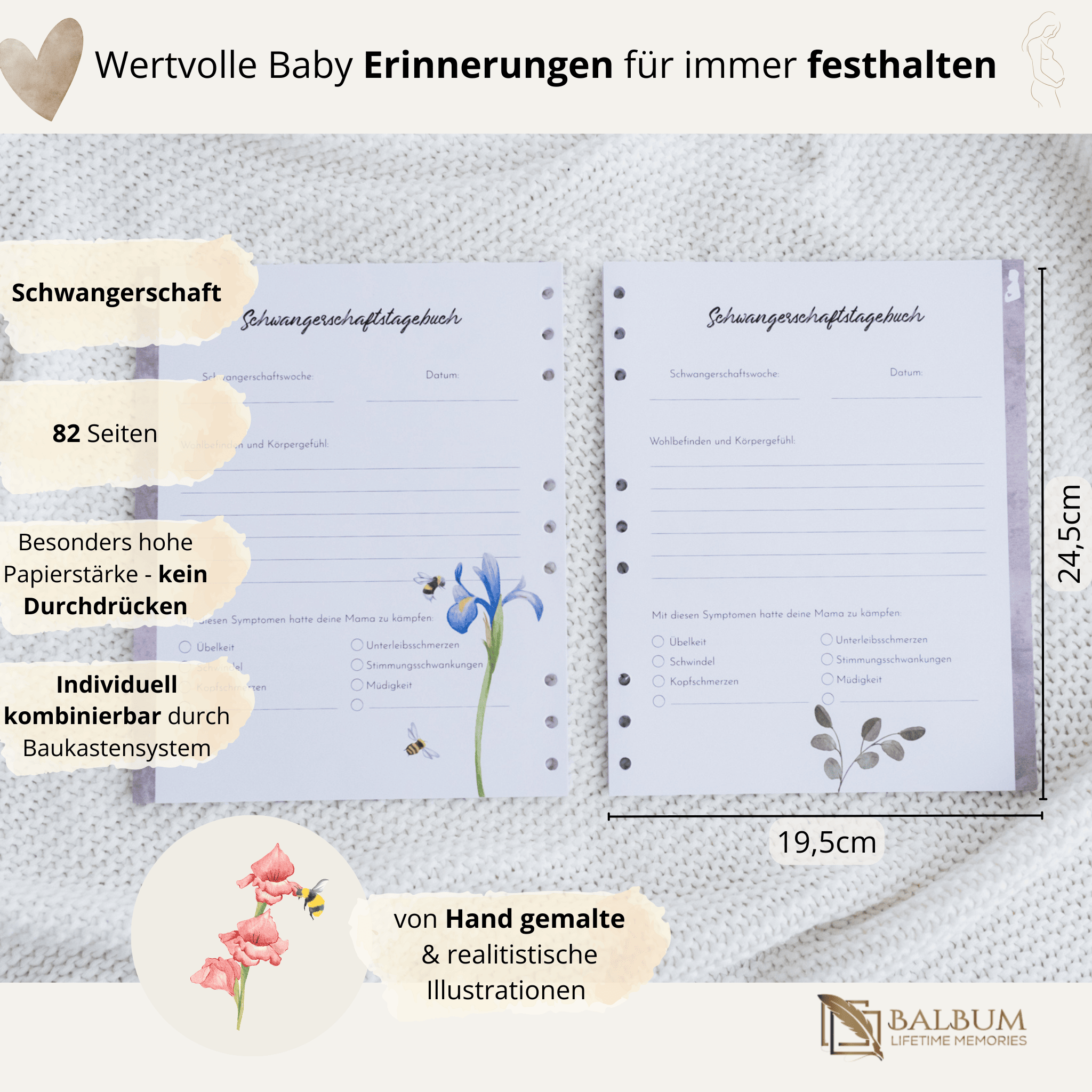 Schwangerschaft mit 82 Seiten (Blumen)