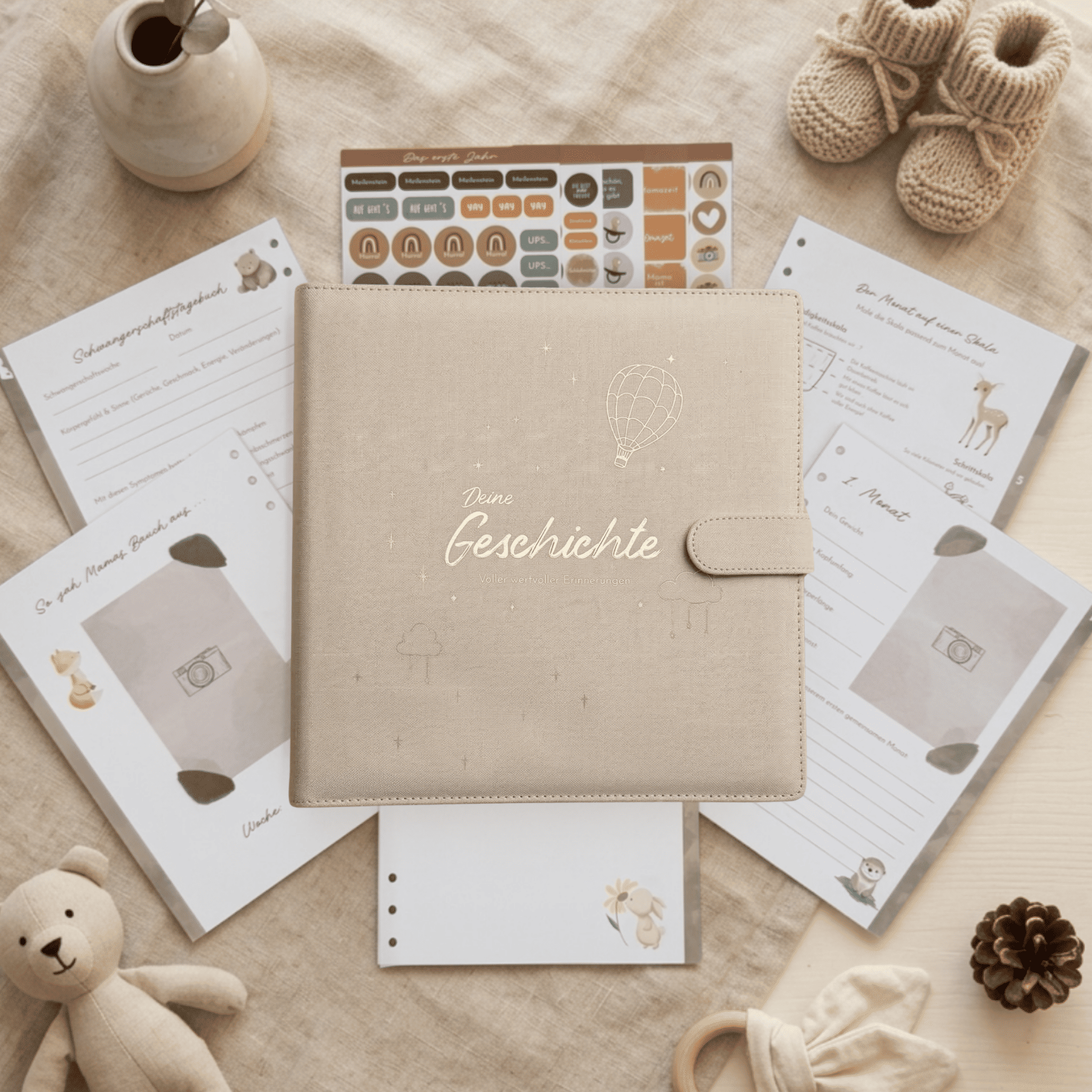 Babyalbum Bundle – Schwangerschaft & erstes Jahr – Natur | Einband Beige