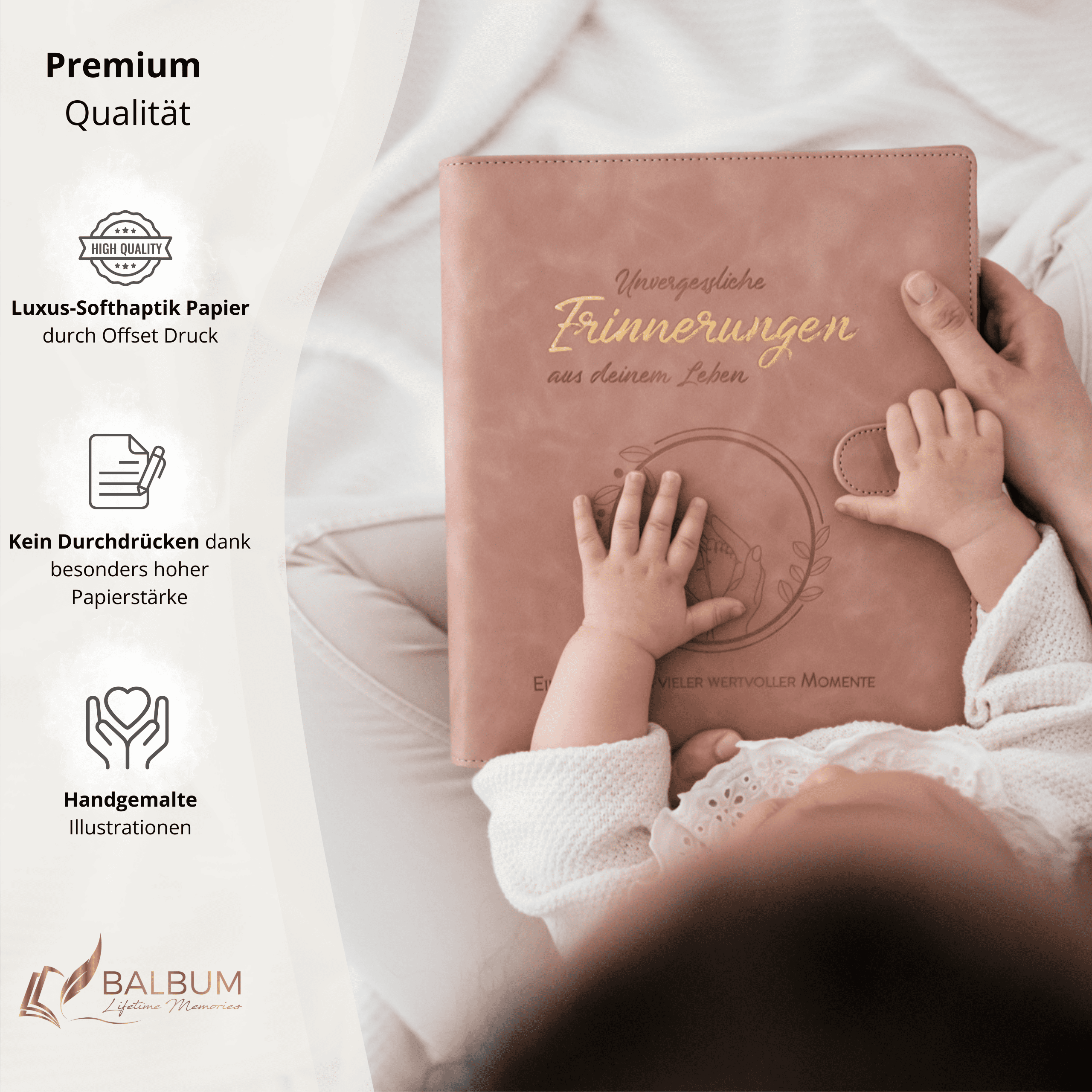 Babyalbum Bundle – Schwangerschaft & erstes Jahr – Wald | Einband Altrosa