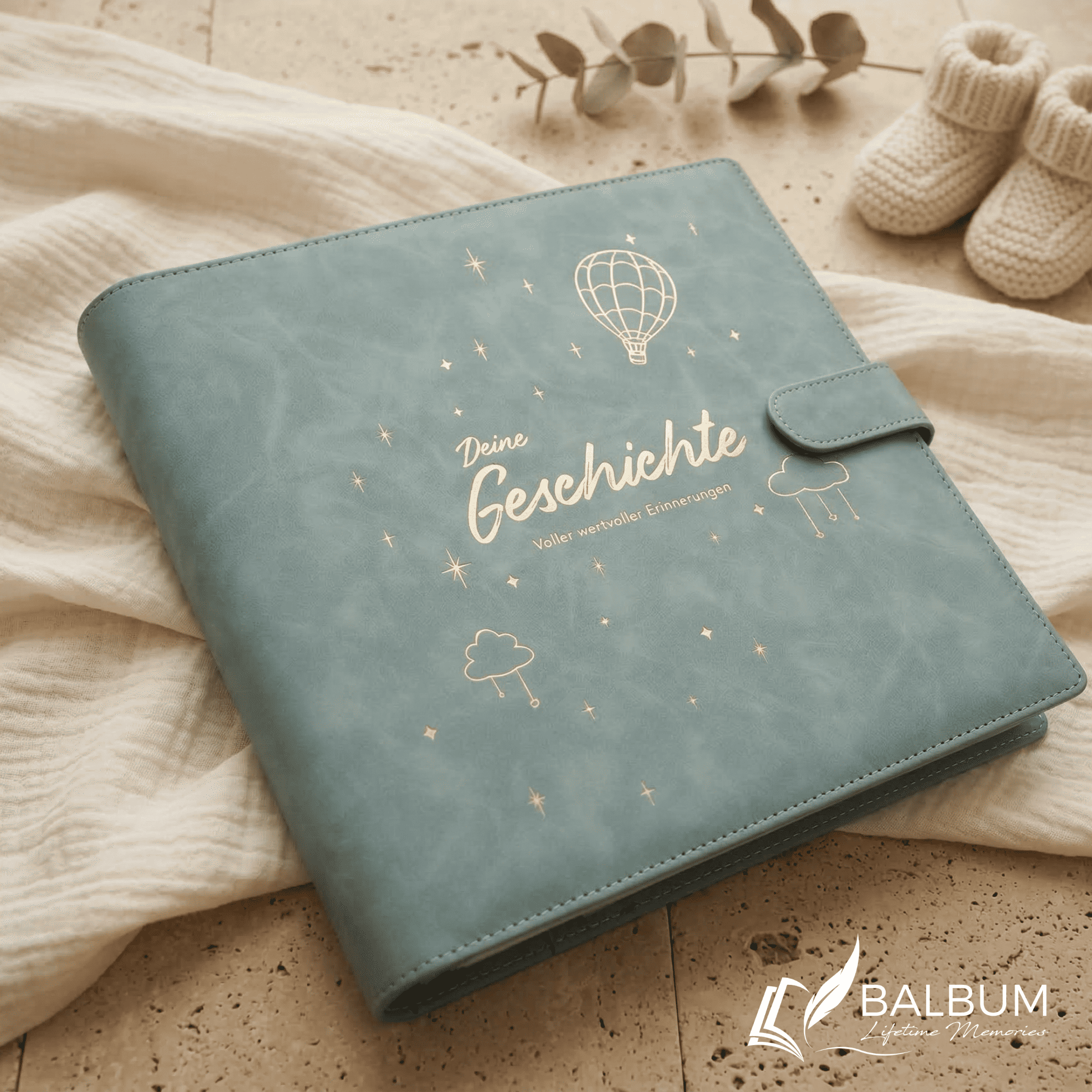 Ringbinder Hellblau – Veganes Softleder inkl. Geschenkbox