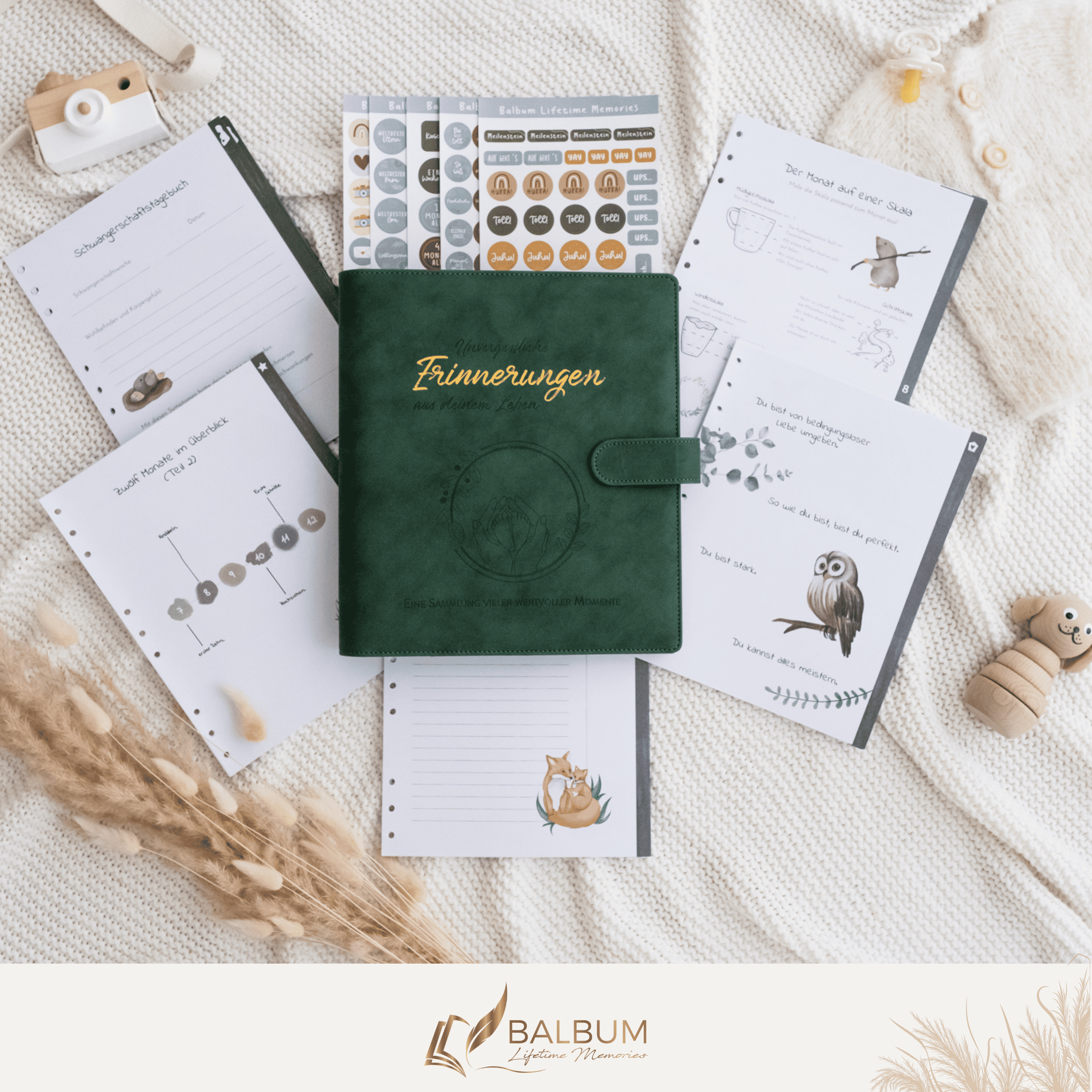 Babyalbum Bundle – Schwangerschaft & erstes Jahr – Wald | Einband Dunkelgrün