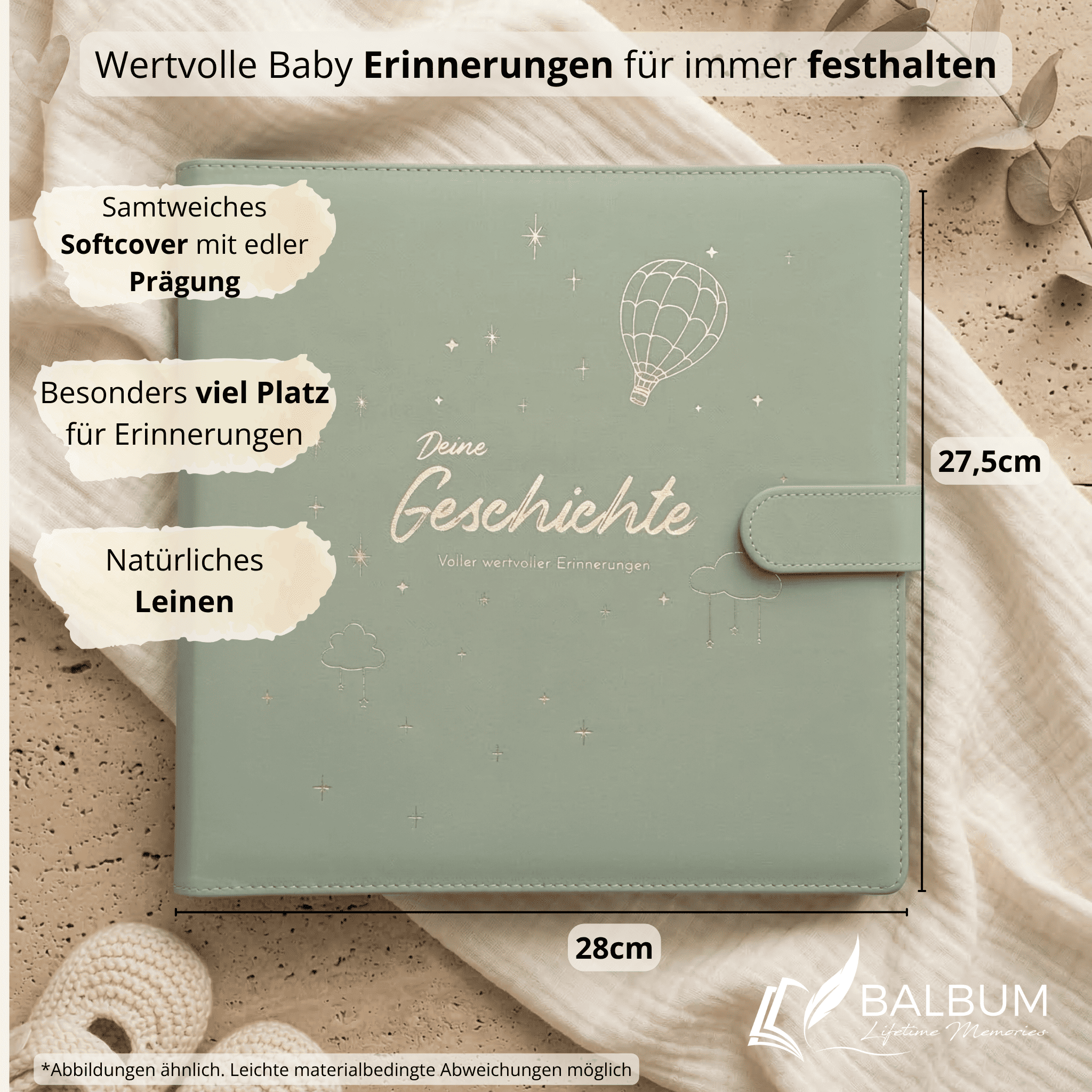 Ringbinder Salbeigrün - Leinen inkl. Geschenkbox