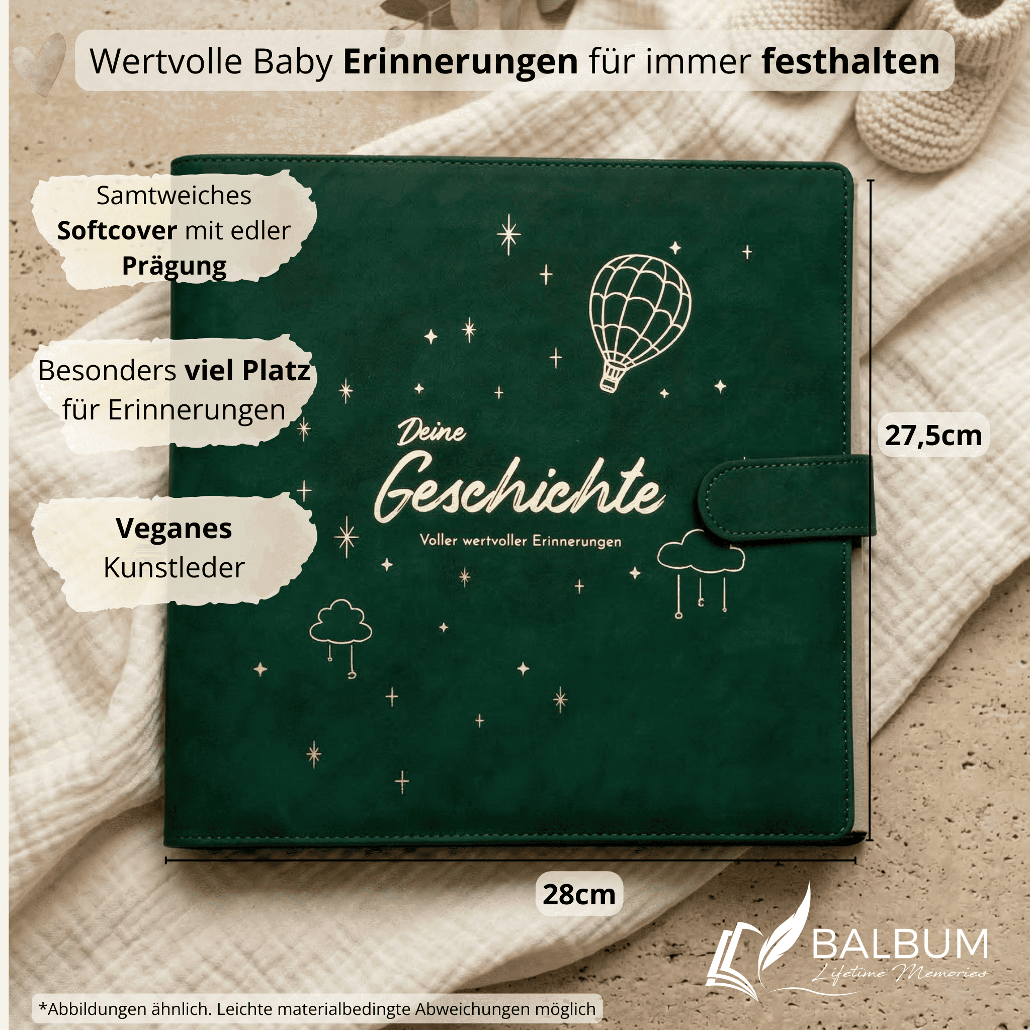 Ringbinder Dunkelgrün – Veganes Softleder inkl. Geschenkbox