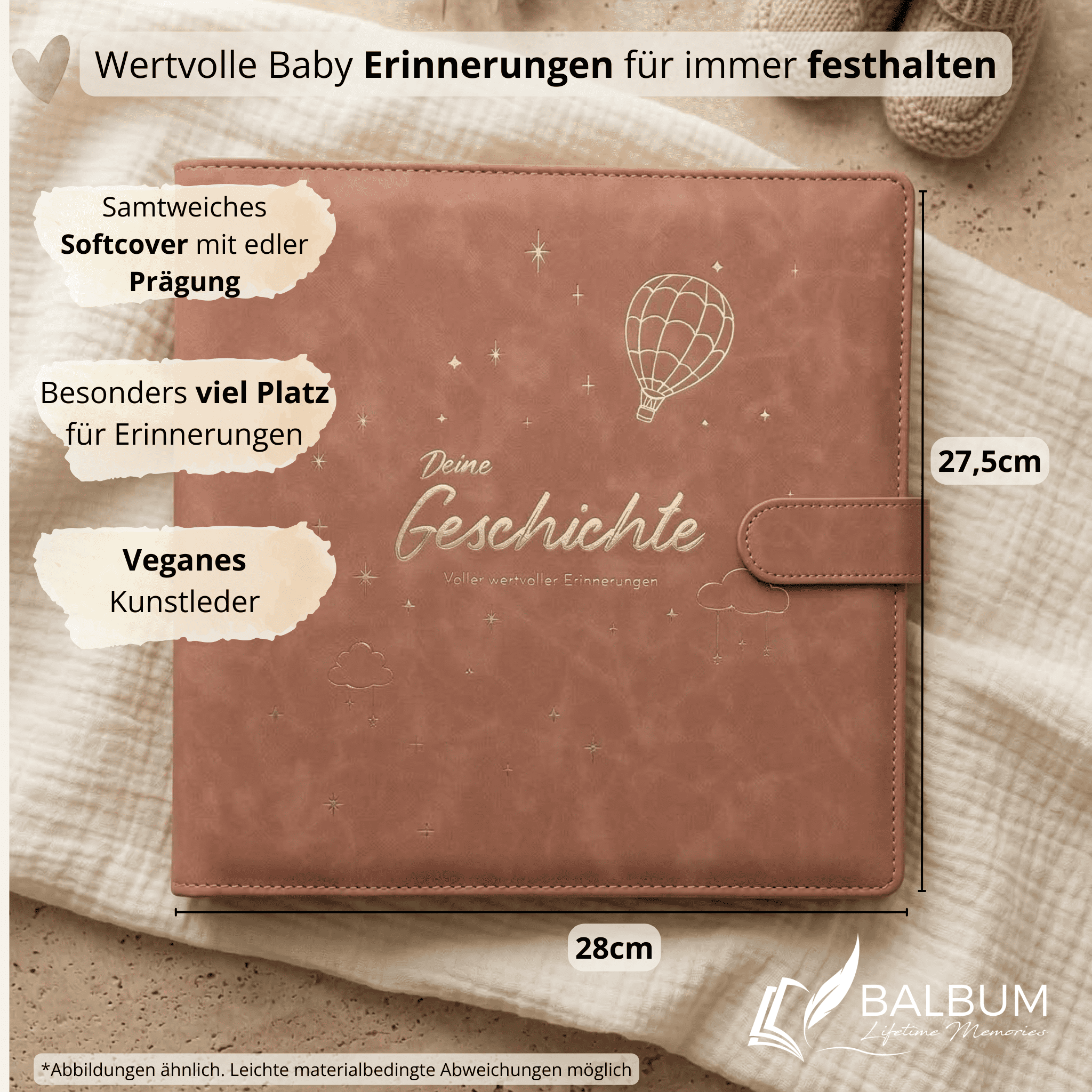 Ringbinder Altrosa – Veganes Softleder inkl. Geschenkbox
