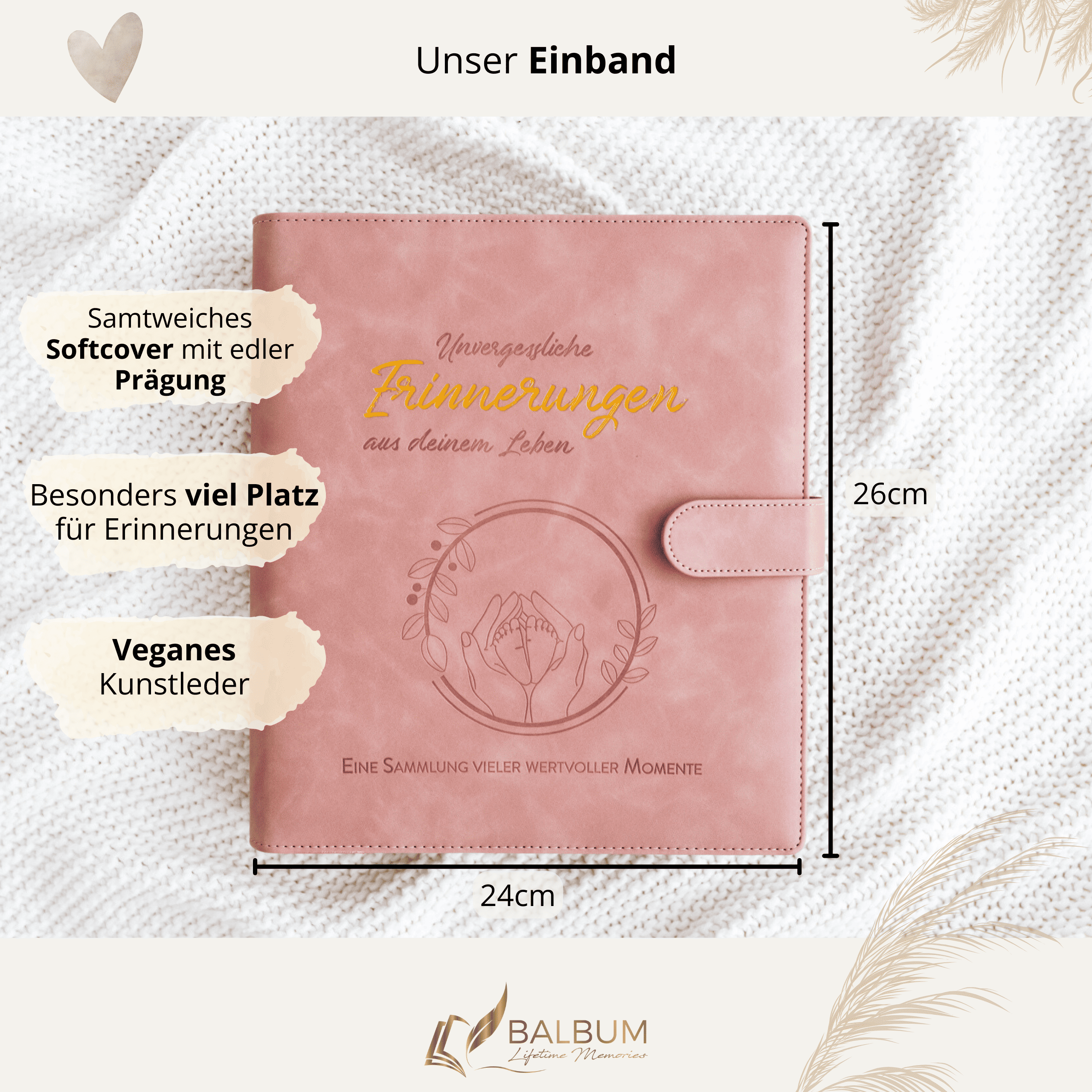 Babyalbum Bundle – Schwangerschaft & erstes Jahr – Wald | Einband Altrosa