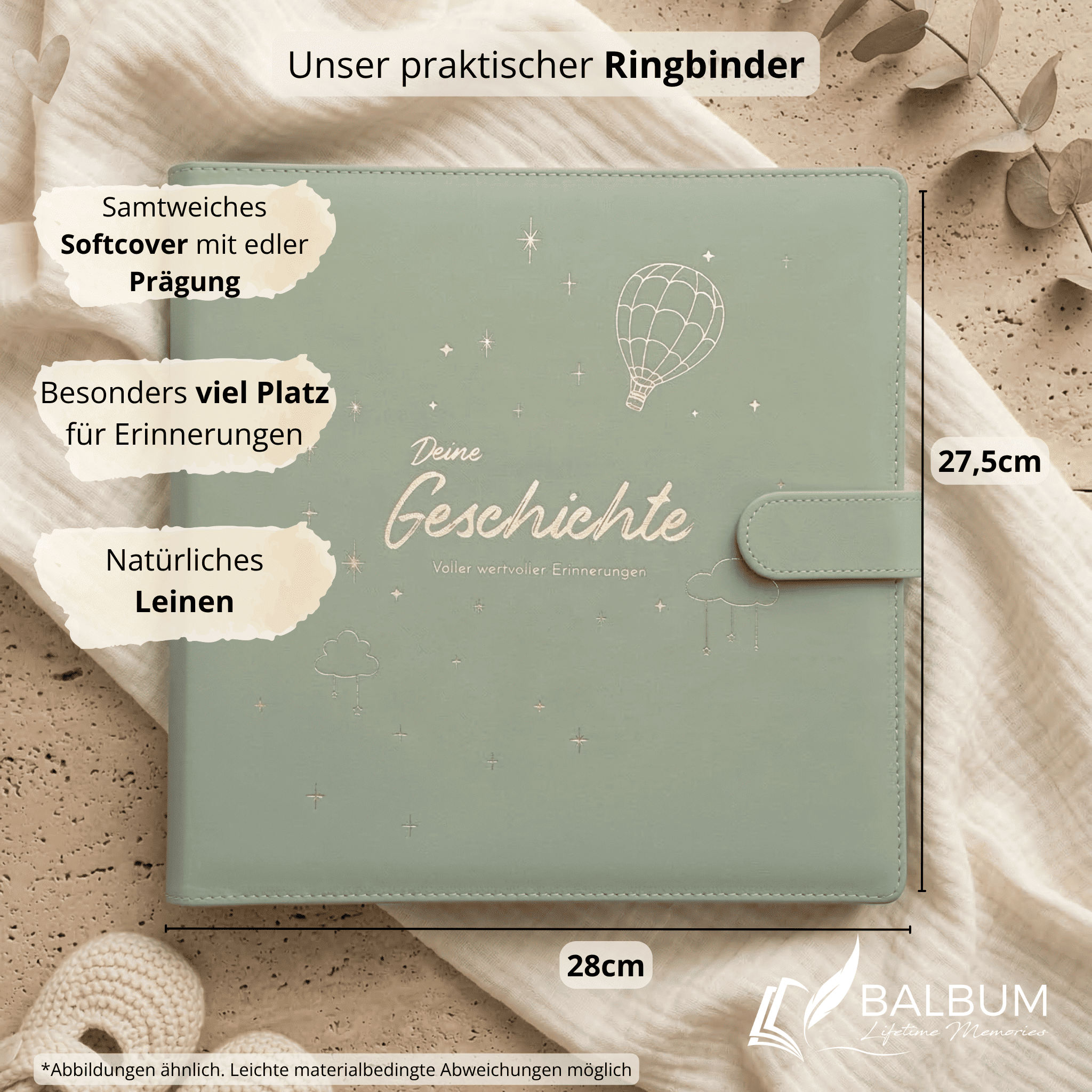 Babyalbum Bundle – Schwangerschaft & erstes Jahr – Natur | Einband Salbeigrün