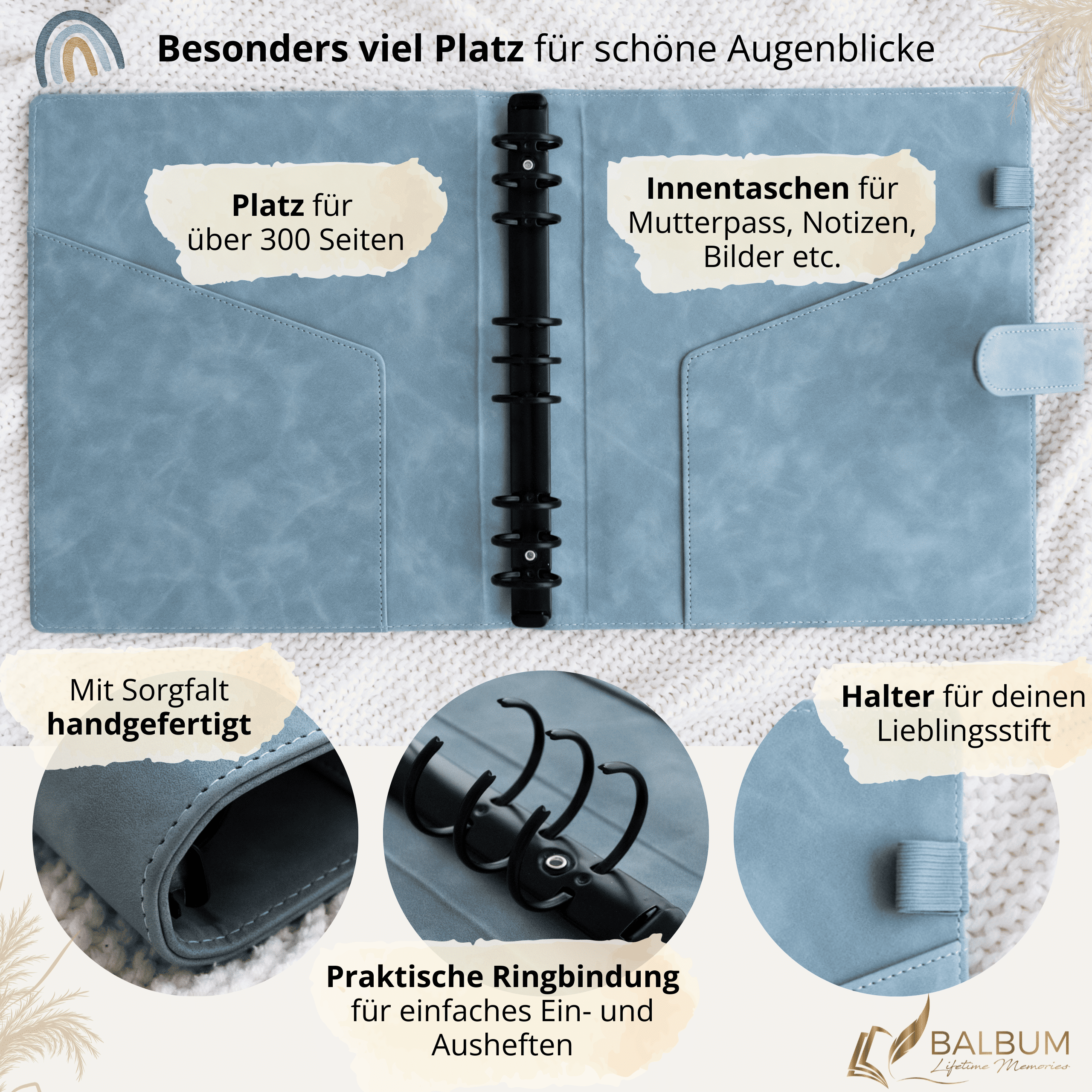 Babyalbum Bundle – Schwangerschaft & erstes Jahr – Meer | Einband Hellblau