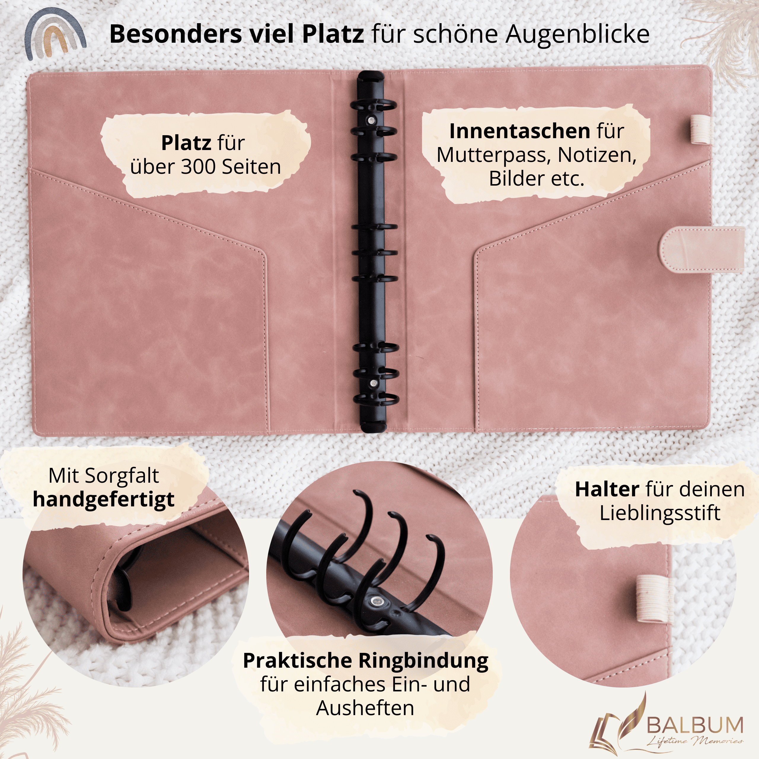 Babyalbum Bundle – Schwangerschaft & erstes Jahr – Wald | Einband Altrosa