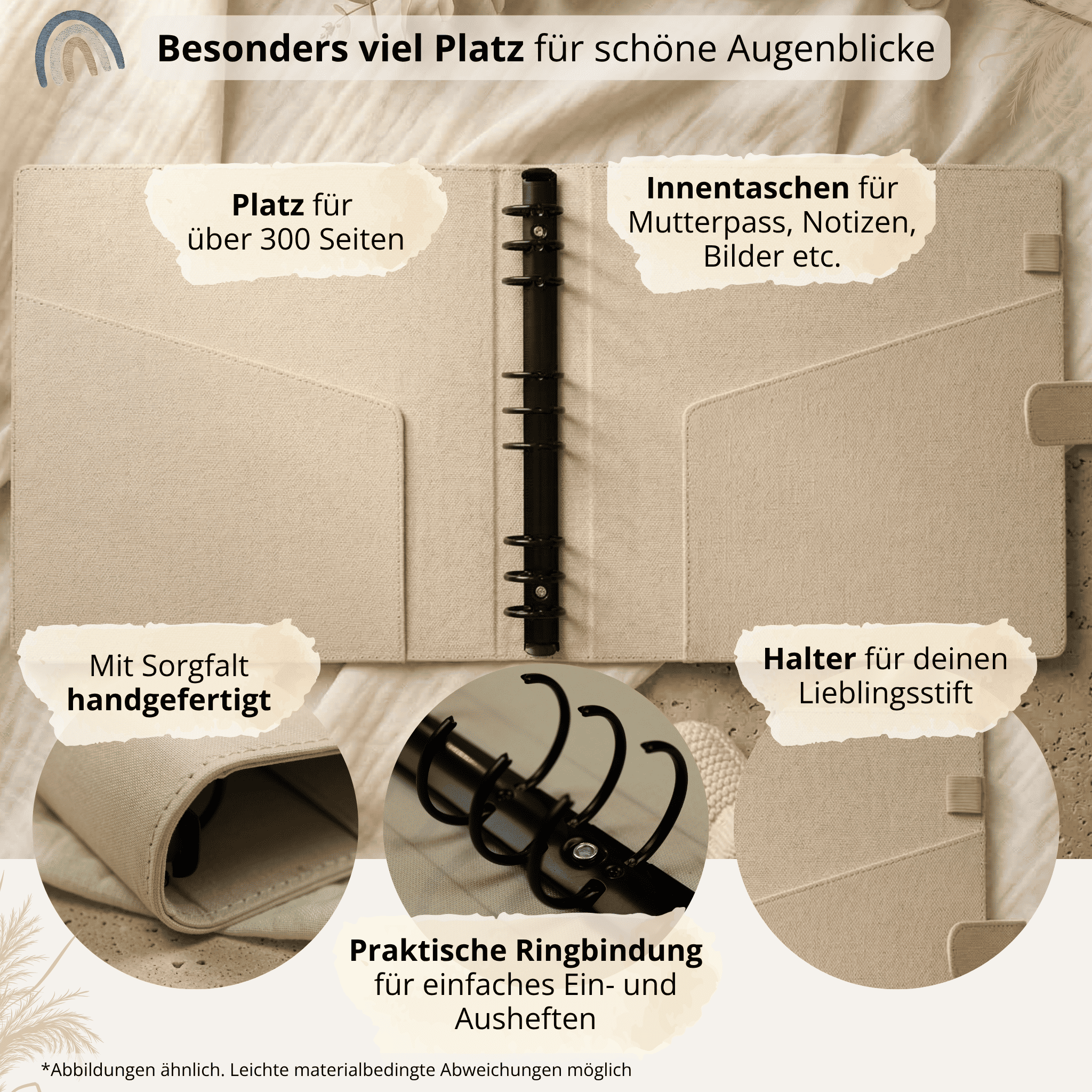 Babyalbum Bundle – Schwangerschaft & erstes Jahr – Natur | Einband Beige