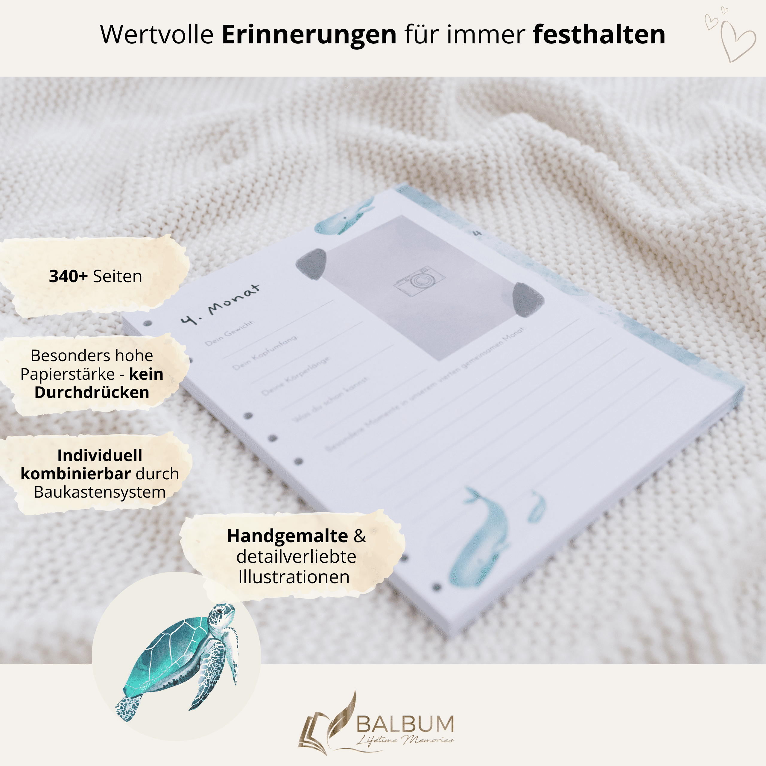 Babyalbum Bundle – Schwangerschaft & erstes Jahr – Meer | Einband Hellblau