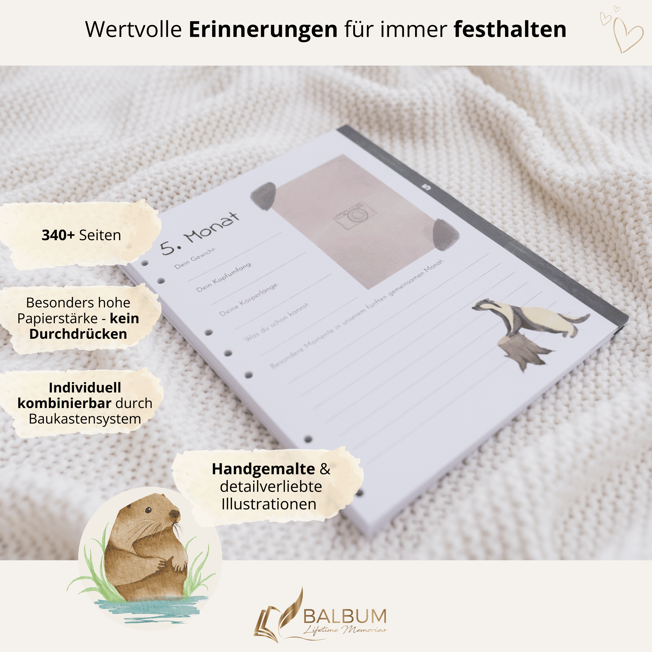 Babyalbum Bundle – Schwangerschaft & erstes Jahr – Wald | Einband Dunkelgrün