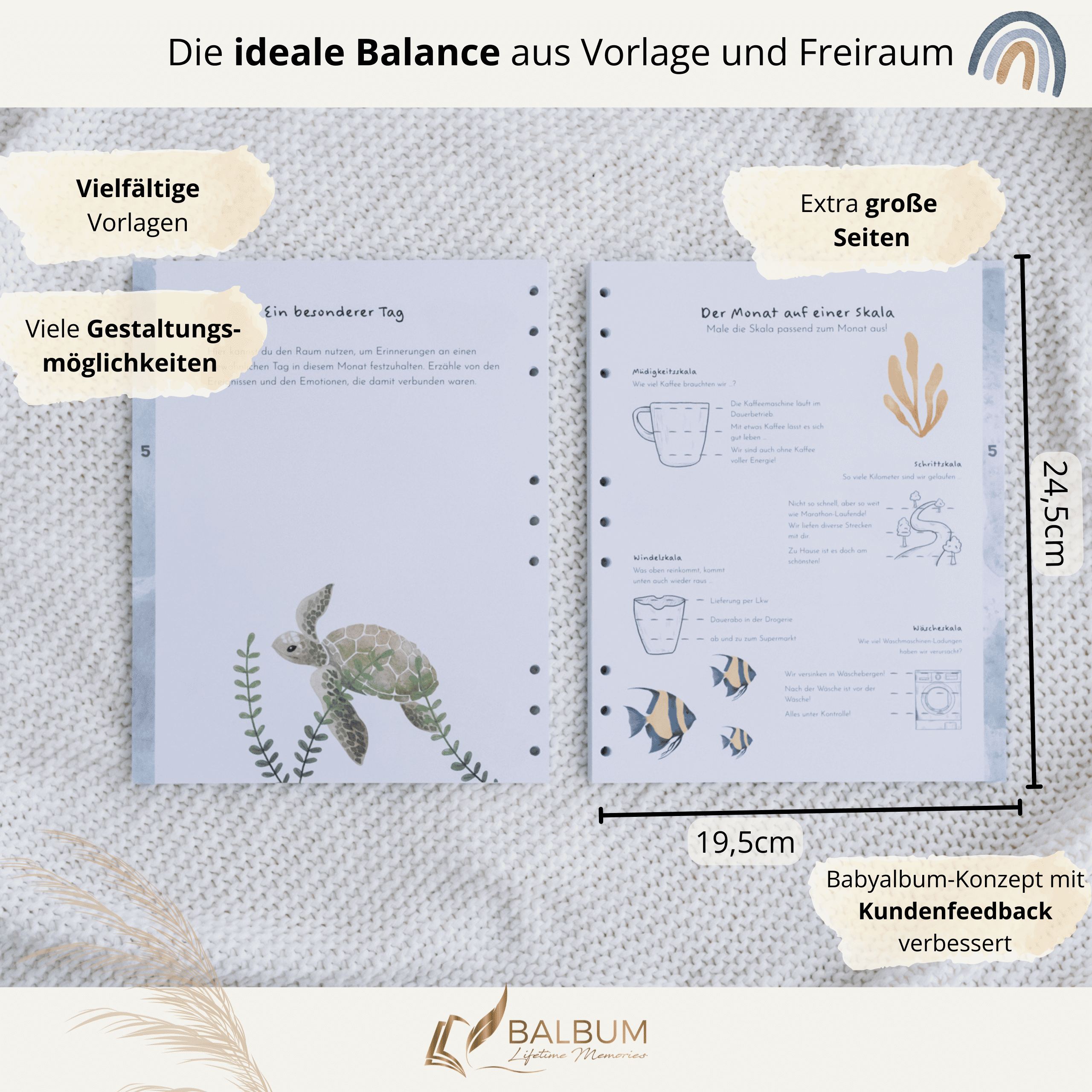 Babyalbum Bundle – Schwangerschaft & erstes Jahr – Meer | Einband Hellblau