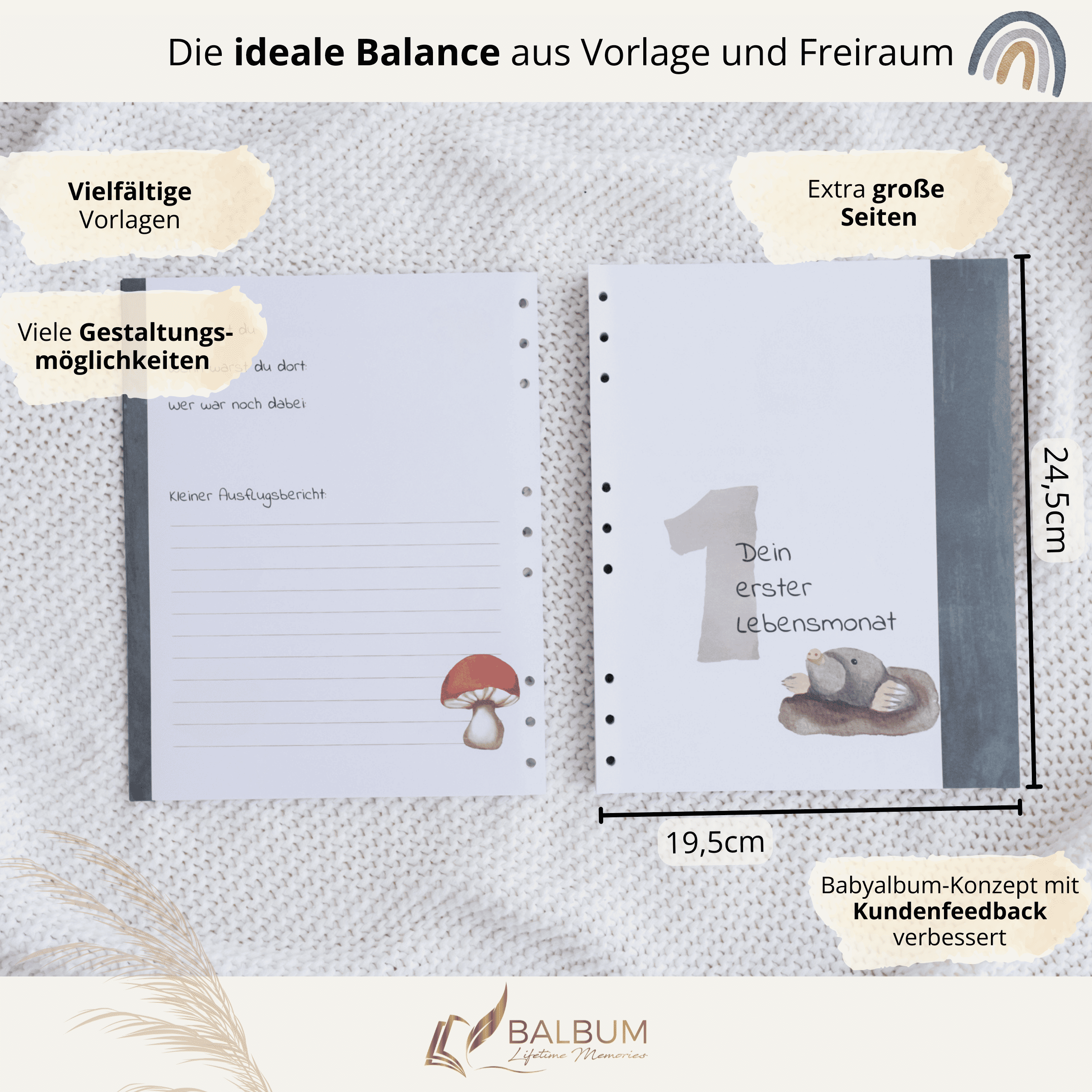 Babyalbum Bundle – Schwangerschaft & erstes Jahr – Wald | Einband Altrosa