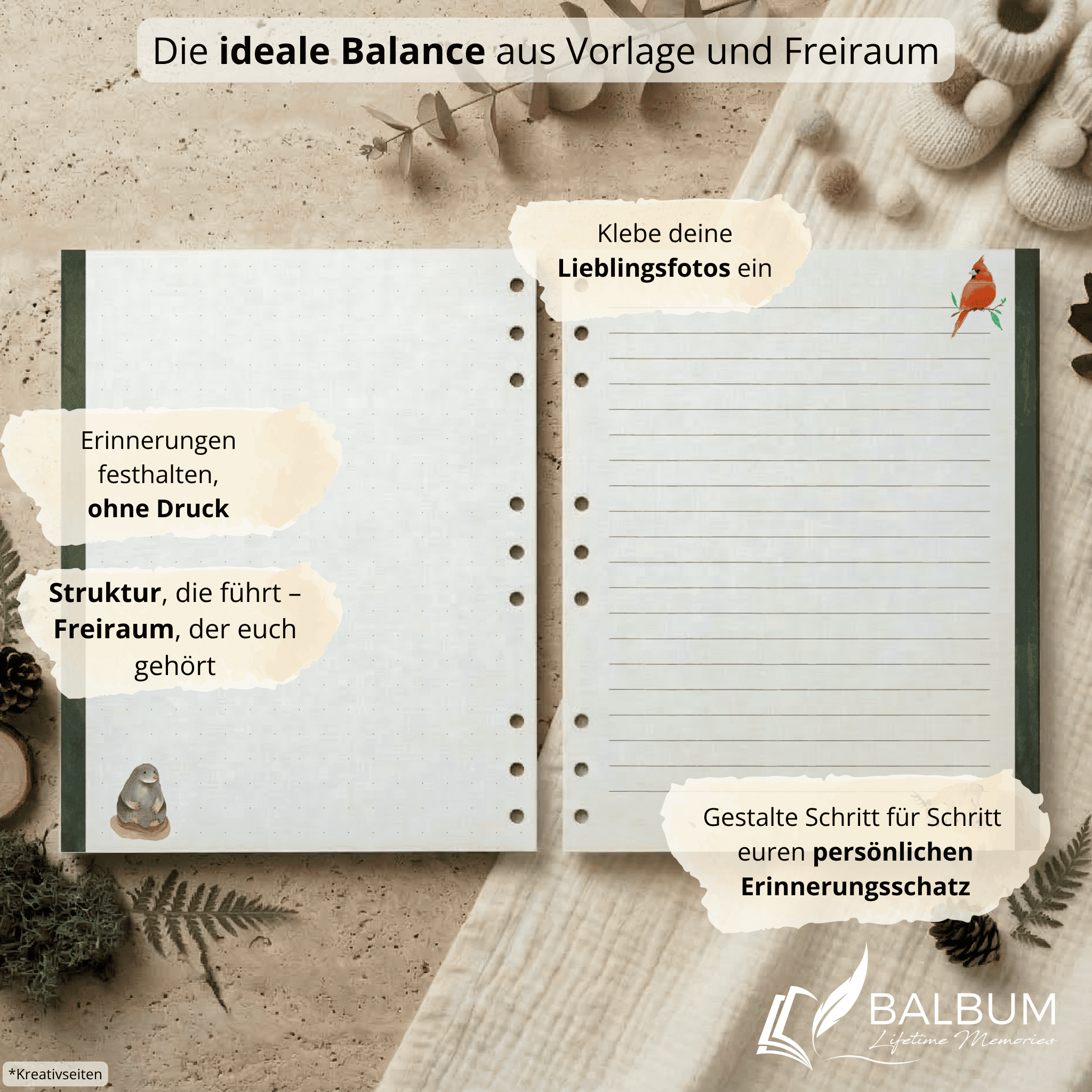 Babyalbum Bundle – Schwangerschaft & erstes Jahr – Wald | Einband Altrosa