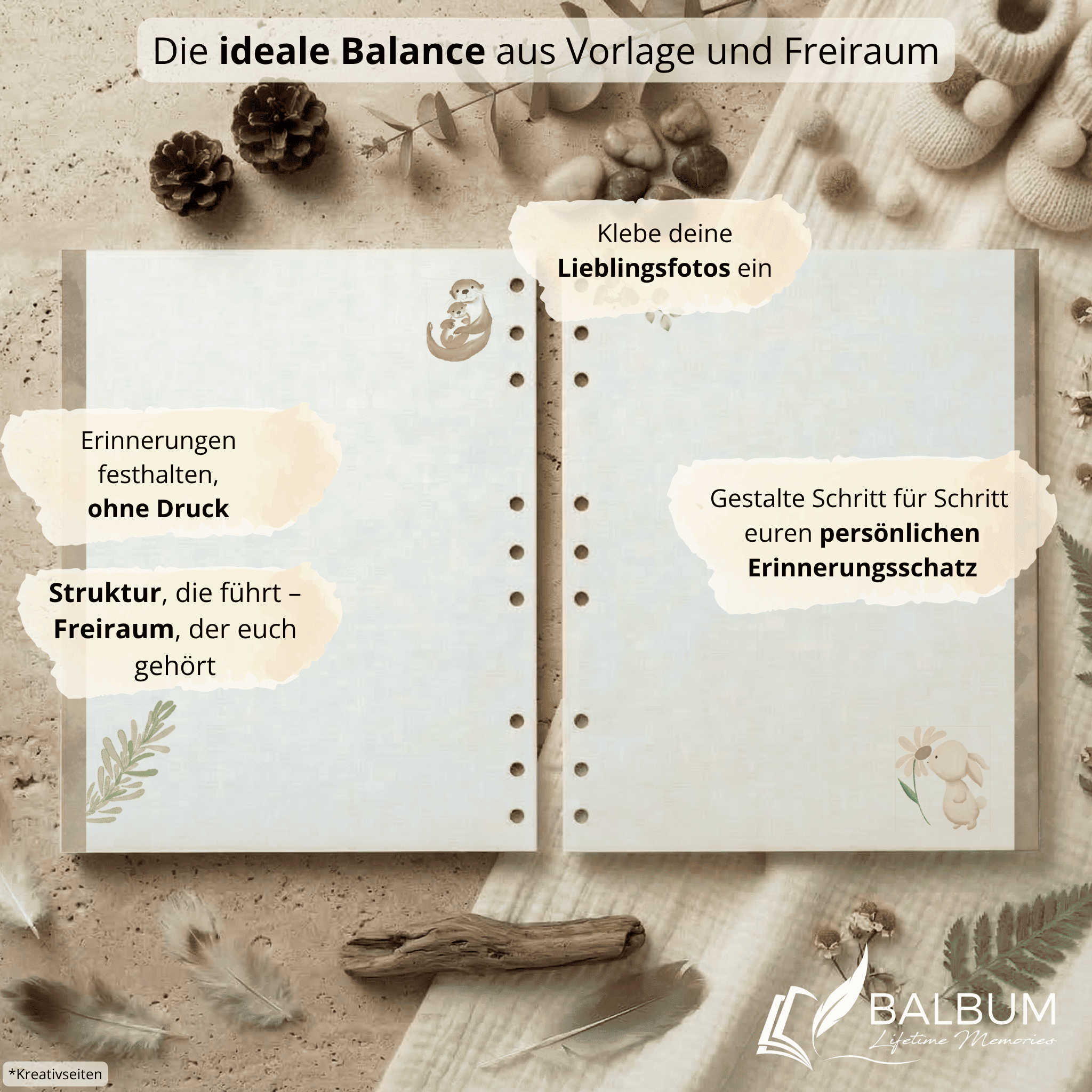 Babyalbum Bundle – Schwangerschaft & erstes Jahr – Natur | Einband Salbeigrün